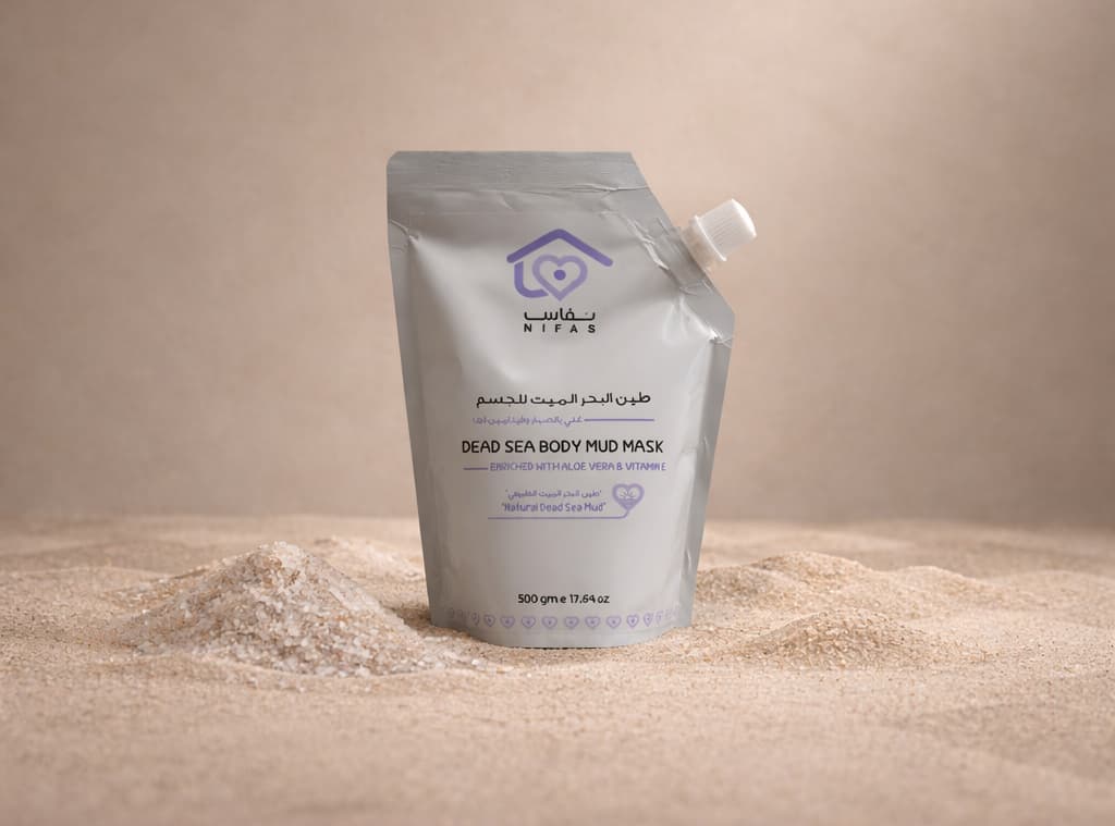 نفاس طين البحر الميت للجسم غني بالصبار وفيتامين (هـ) 500غم